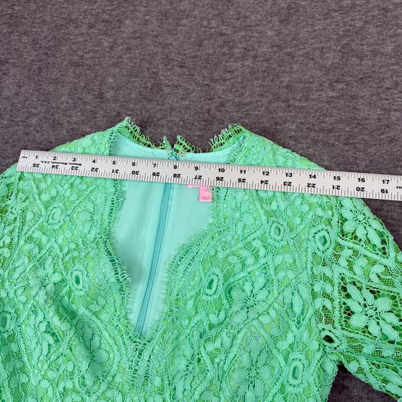 Lilly Pulitzer Meryl Dress Poolside Mint Lace Overlay 3/4 Sleeve V-Neck Cocktail - Picture 5 of 10